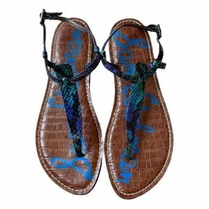 Sam Edelman Gigi Thong Snakeskin Leather Sandal Size 8 1/2 Great Condition